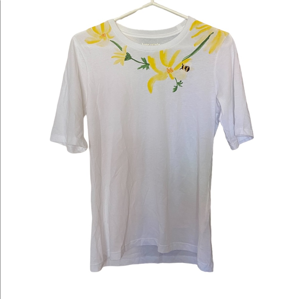 Kate Spade Embroidered Bee Floral White T Shirt